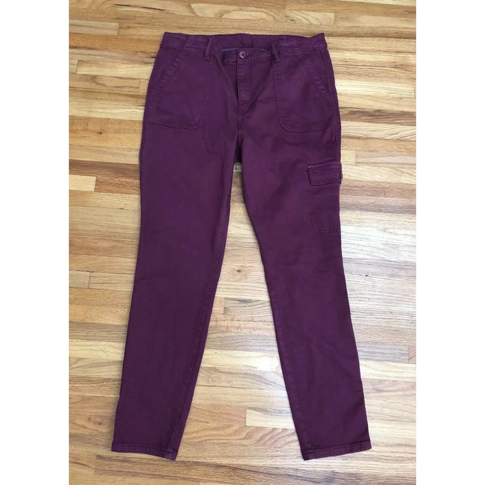 Kut from the Kloth Ankle Pants Women's 14 Red Skinny‎ Leg High Rise Cotton Blend
